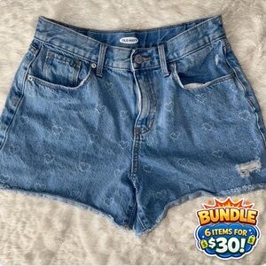 Old Navy girls blue Denim Shorts with heart design